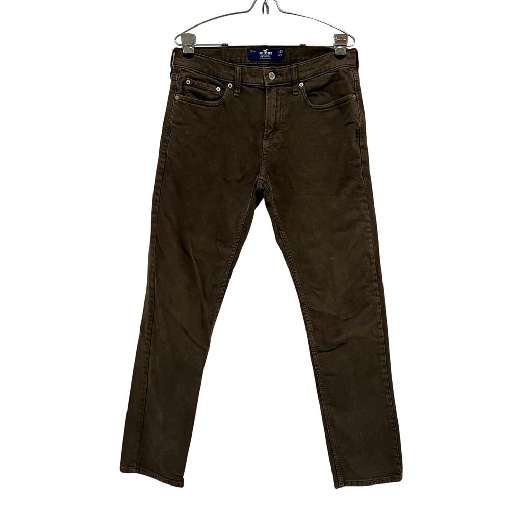 Hollister Slim Straight Jeans Mens 31x34 Brown Epic Flex Stretch Denim